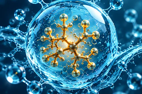 Illustration of the polysaccharide held inside its protective hydration shell